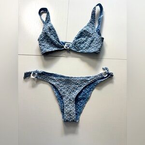 Lisa Marie Fernandez Blue Textured Bikini Set